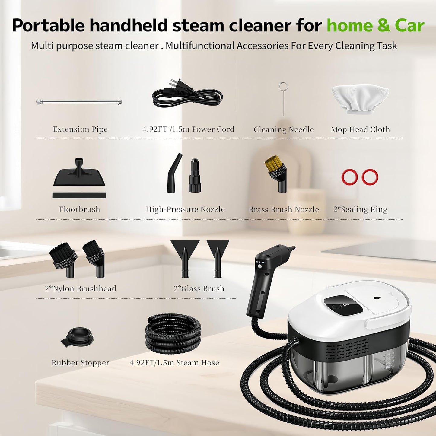 SRGARH Pressurized Handheld Steam Cleaner