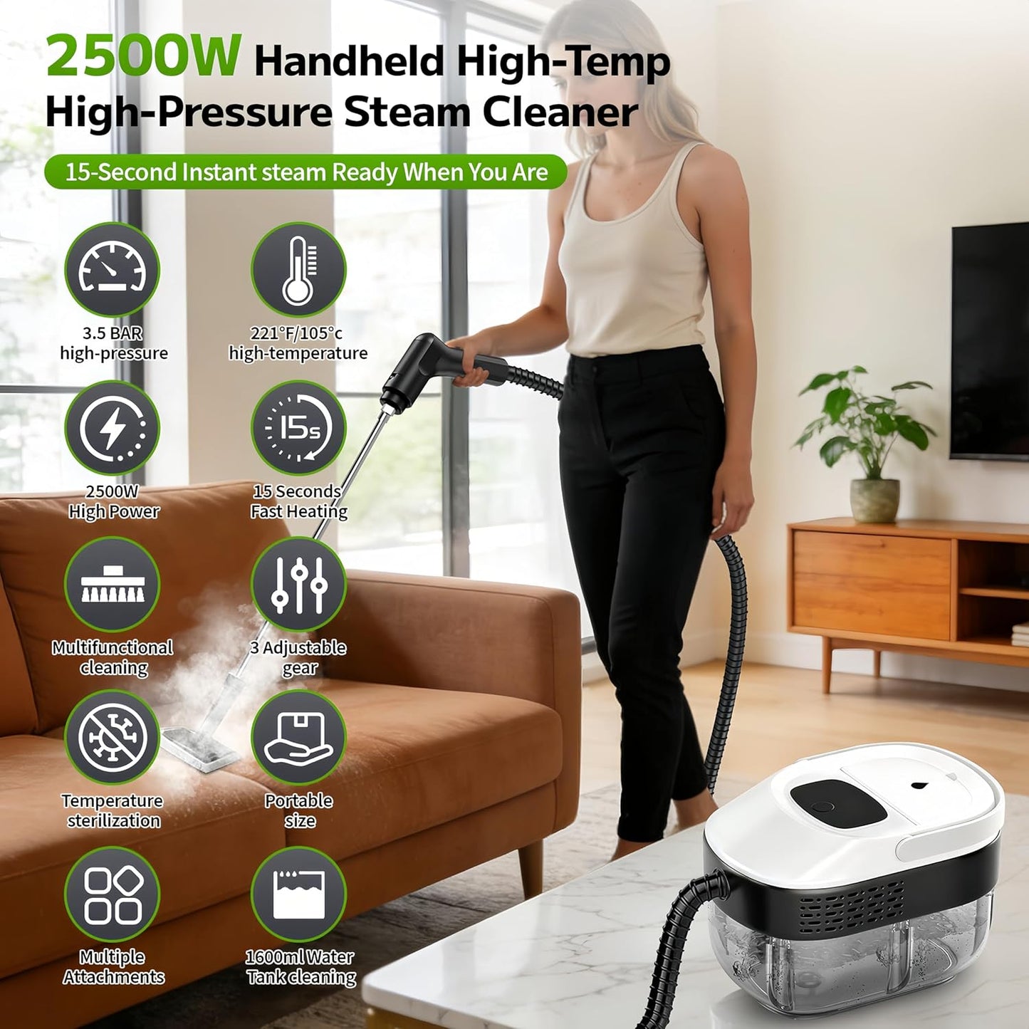 SRGARH Pressurized Handheld Steam Cleaner